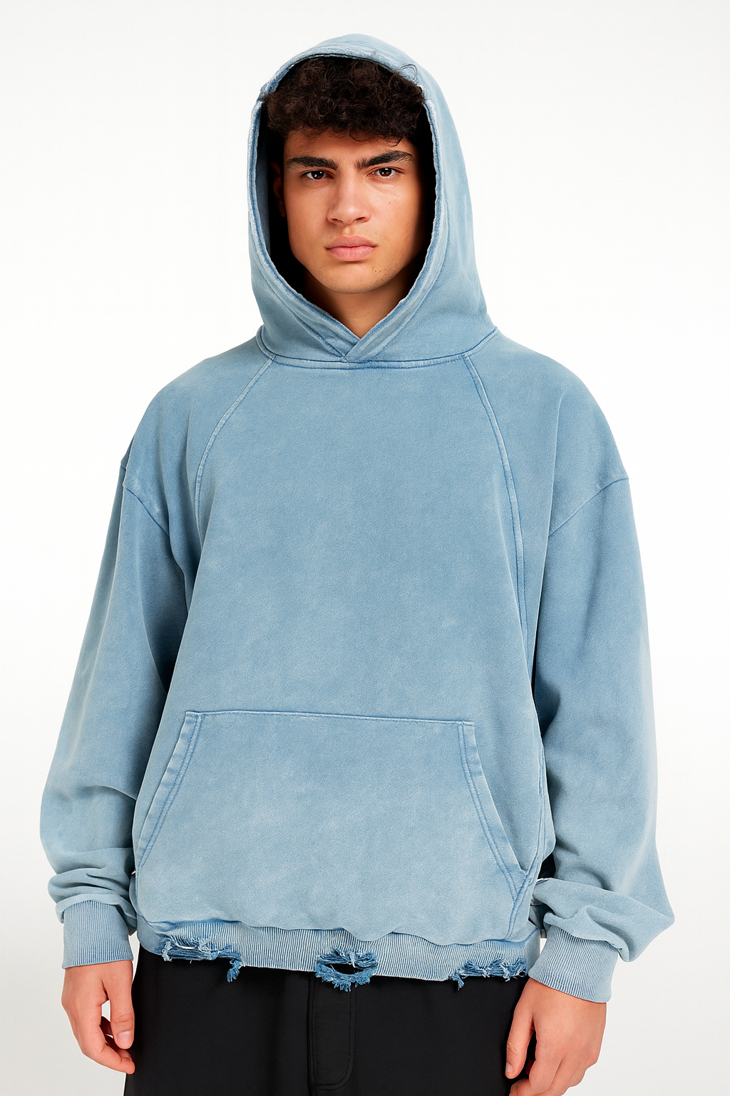 VINTAGE WASHED FRAYED-HEM HOODIE®