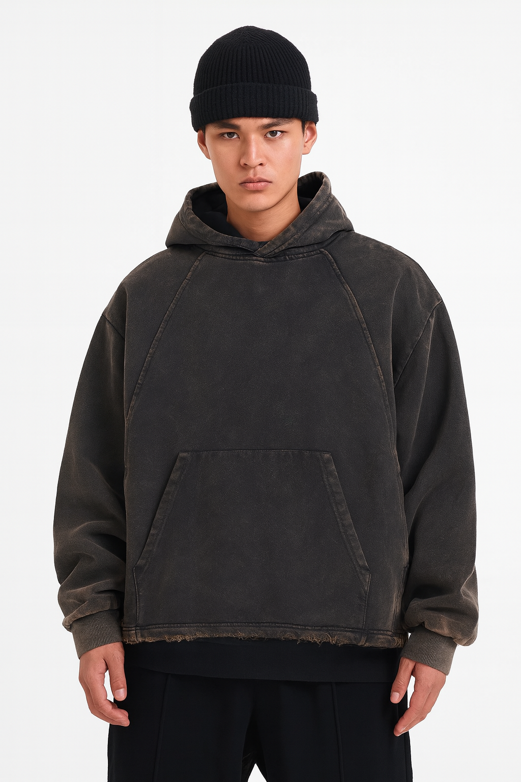 VINTAGE WASHED FRAYED-HEM HOODIE®