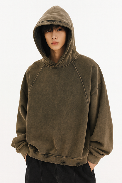 VINTAGE WASHED FRAYED-HEM HOODIE®