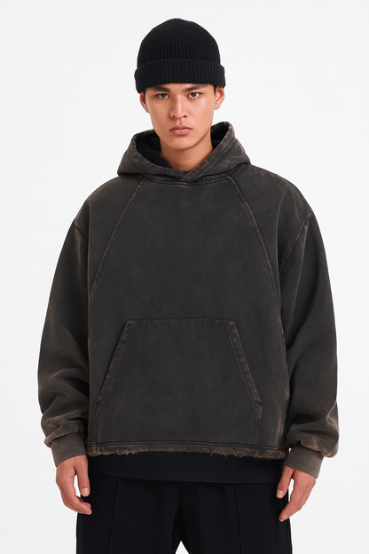 VINTAGE WASHED FRAYED-HEM HOODIE®