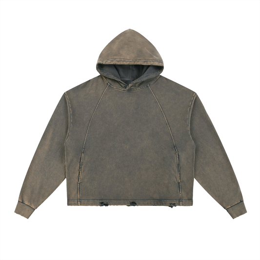 VINTAGE WASHED FRAYED-HEM HOODIE®